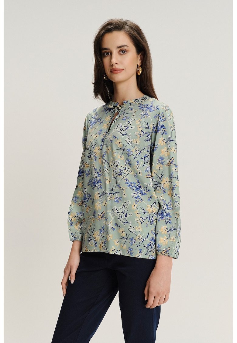Oferte la Bluza-tunica cu decolteu la baza gatului - Gri cenusiu/Albastru
