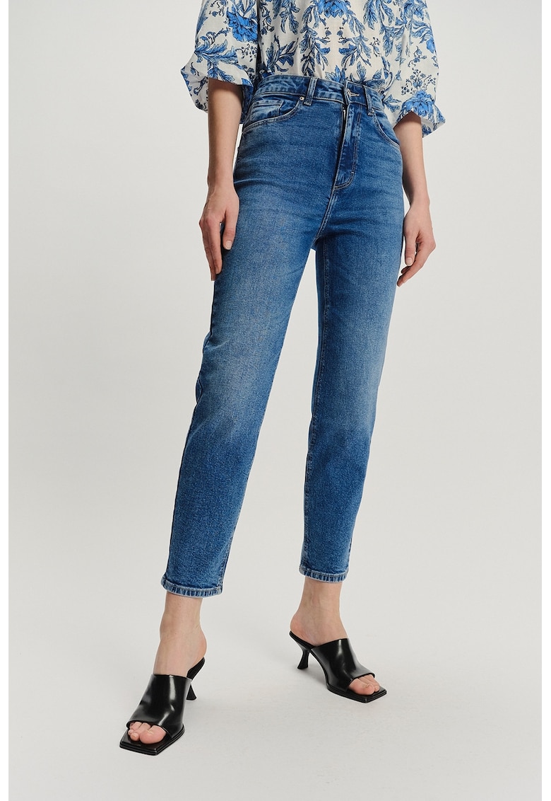 Oferte la Blugi crop slim-fit din amestec de modal - Albastru melange