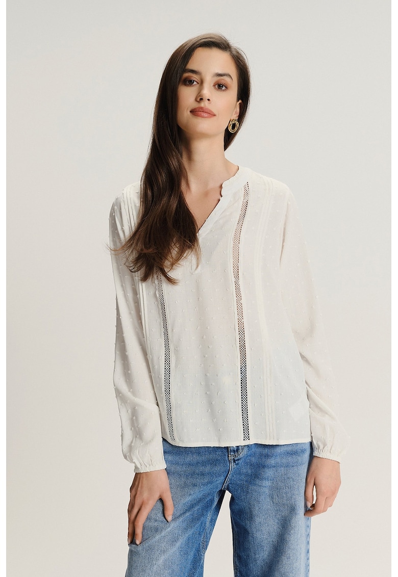 Oferte la Bluza-tuica cu insertii crosetate - Alb fildes