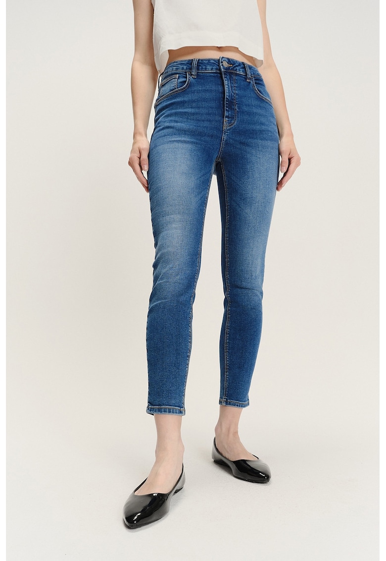 Oferte la Blugi crop din denim - Albastru melange