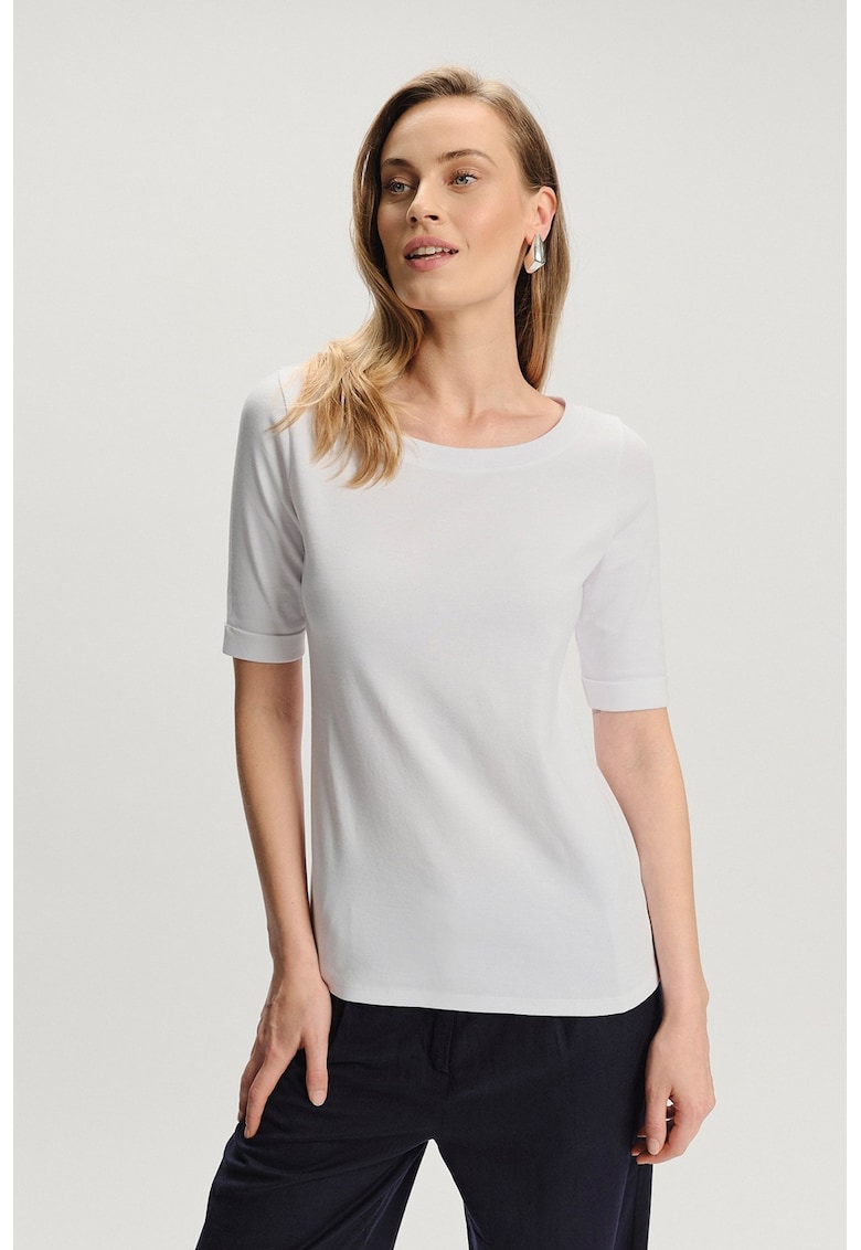 Oferte la Tricou uni cu decolteu rotund - Alb