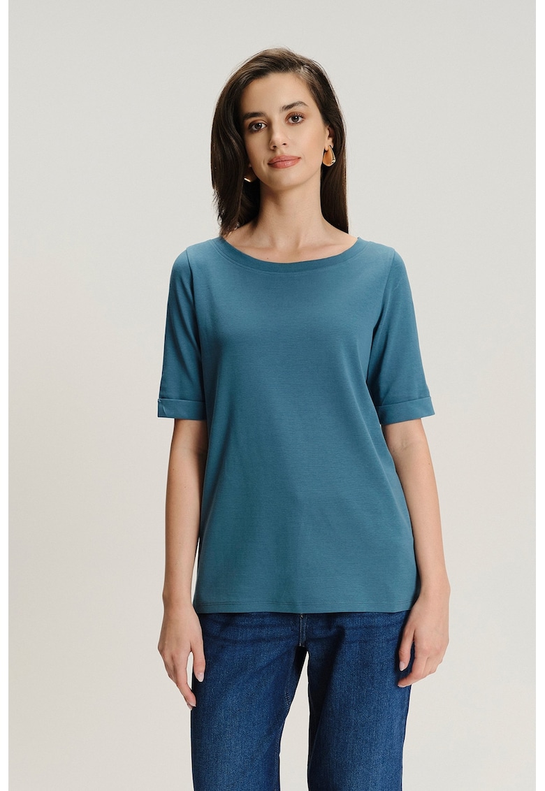 Oferte la Tricou uni cu decolteu rotund - Verde persan