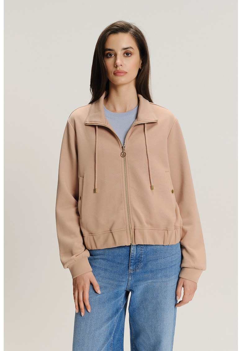 Oferte la Bluza de trening cu terminatie elastica si fermoar - Maro deschis