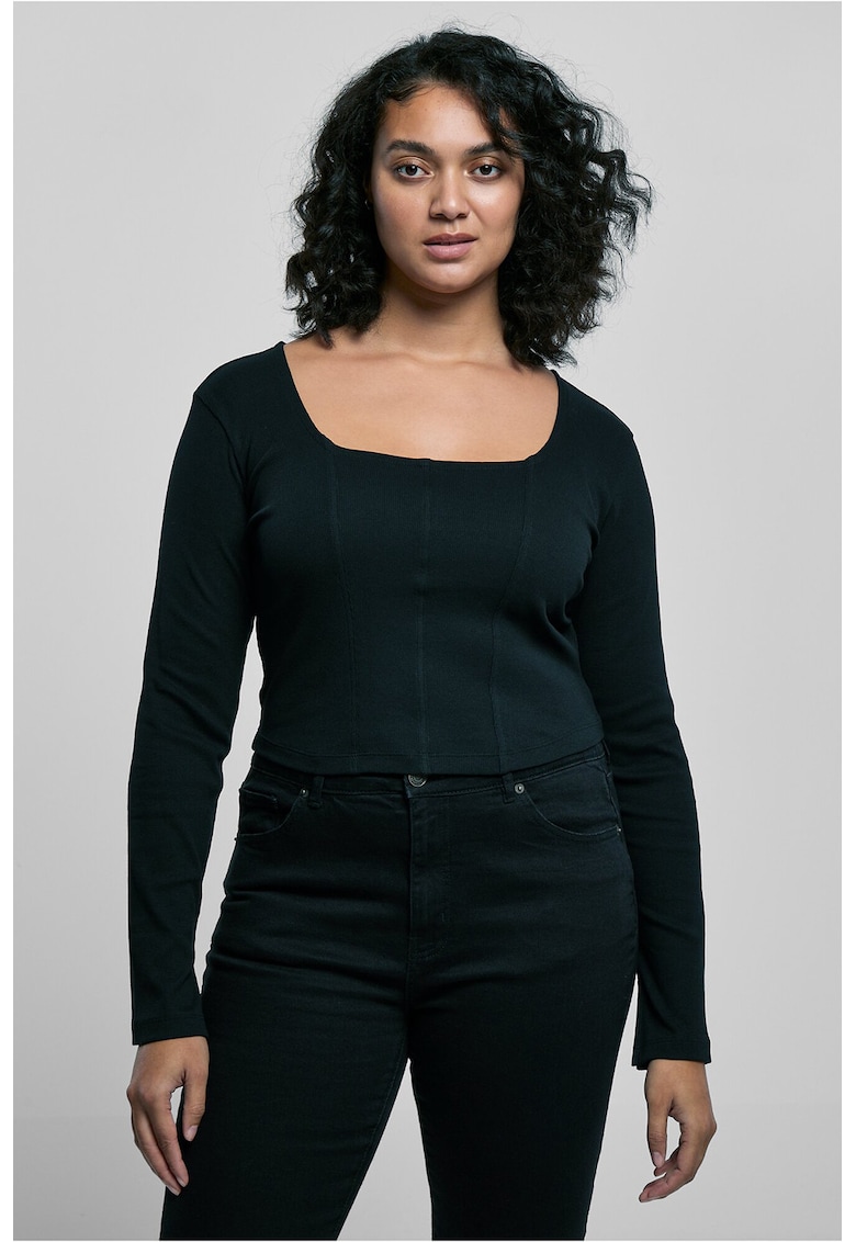 Oferte la Bluza cu decolteu patrat - Negru