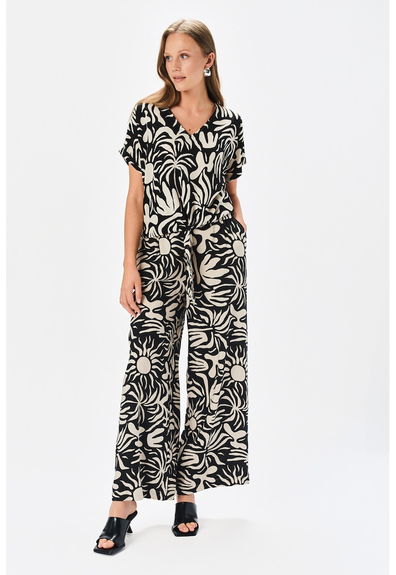 Oferte la Bluza cu maneci bufante - Alb fildes/Negru
