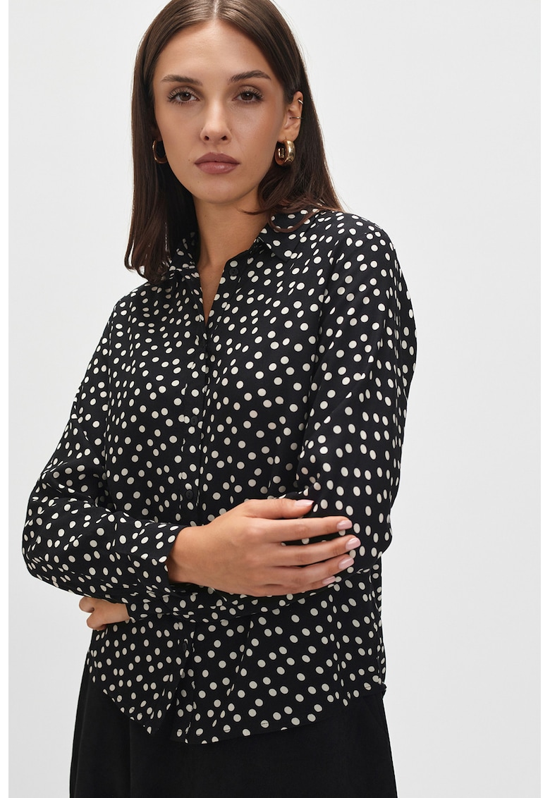 Oferte la Camasa cu maneci lungi si imprimeu - Alb/Negru