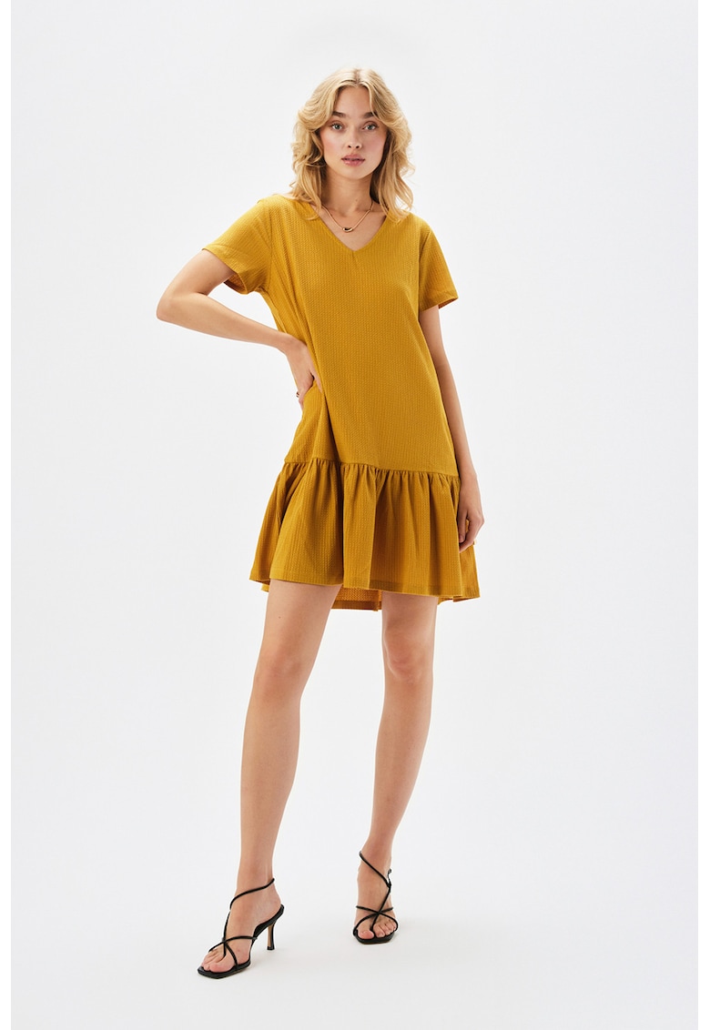 Oferte la Rochie evazata cu maneci scurte - Galben mustar