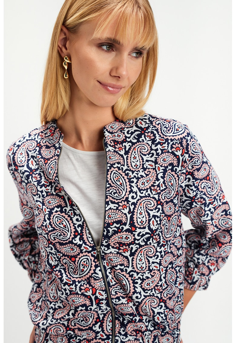 Oferte la Sacou cu nasturi si model - Alb/Roz deschis/Bleumarin