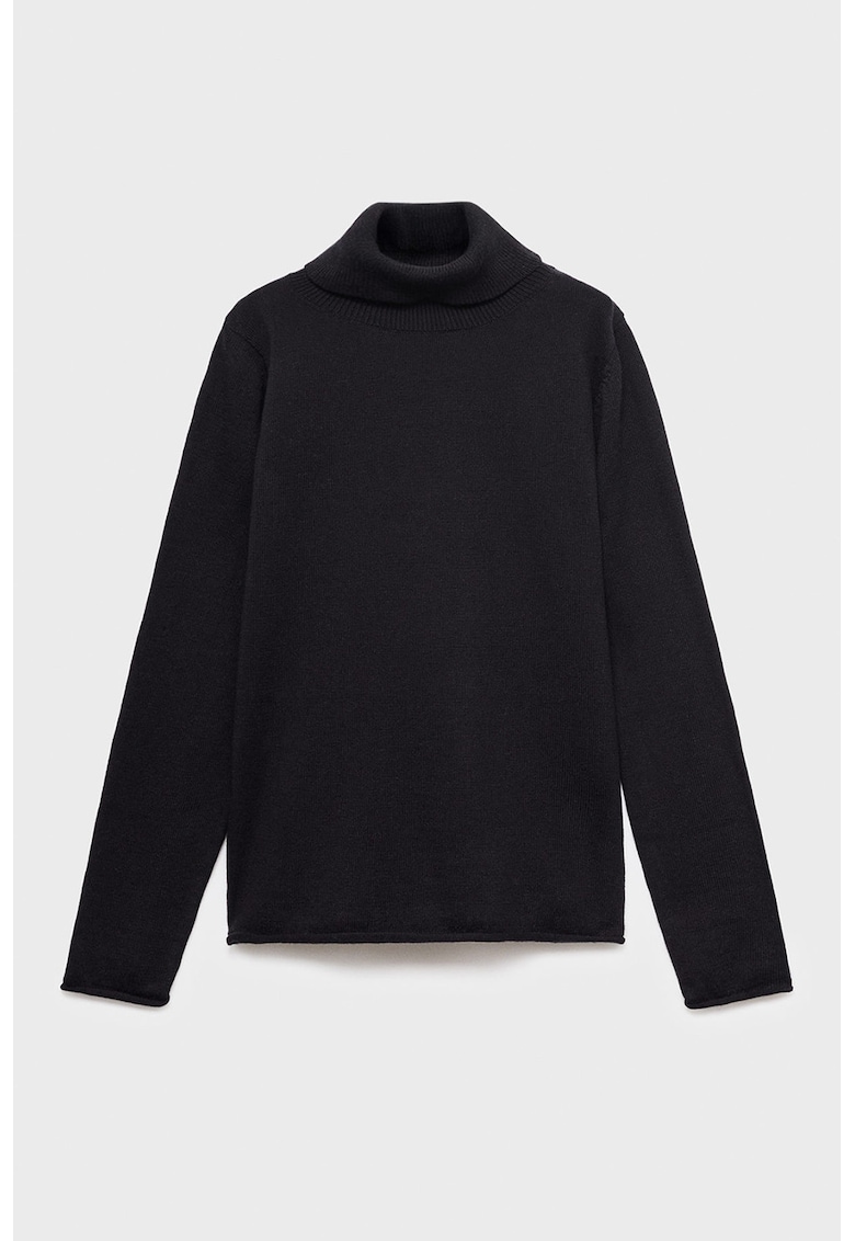 Oferte la Pulover tricotat fin cu guler inalt - Negru