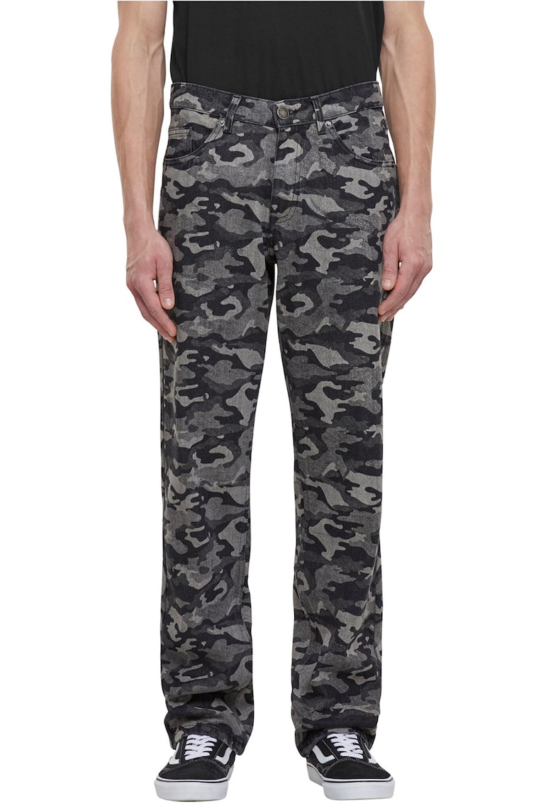 Oferte la Blugi ampli cu imprimeu camuflaj - Negru/Gri