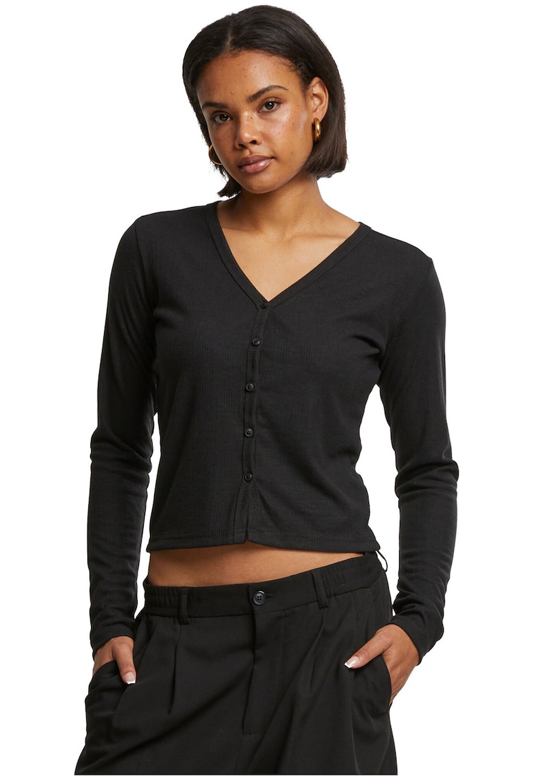 Oferte la Cardigan ci nasturi si decolteu in V - Negru