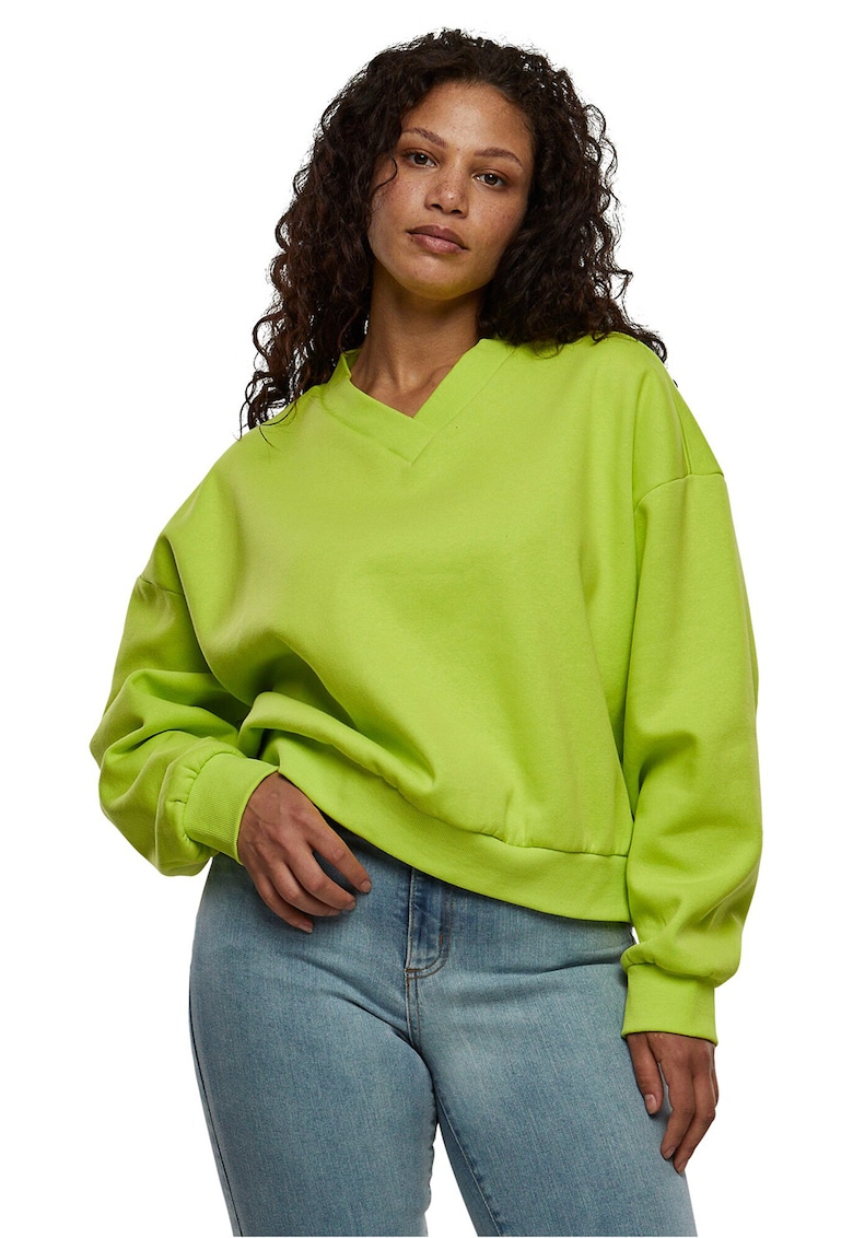Oferte la Bluza de trening cu decolteu in V si maneci cazute - Verde lime