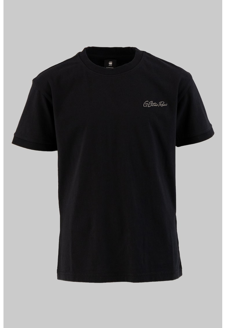 Oferte la Tricou cu decolteu la baza gatului si logo brodat - Negru