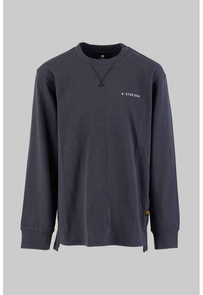 Oferte la Bluza cu decolteu la baza gatului si logo pe spate - Albastru inchis
