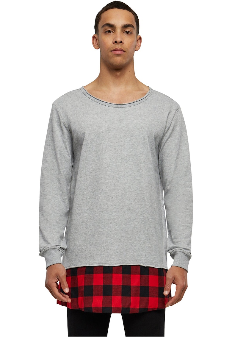 Oferte la Bluza de bumbac cu doua texturi - Rosu/Gri melange