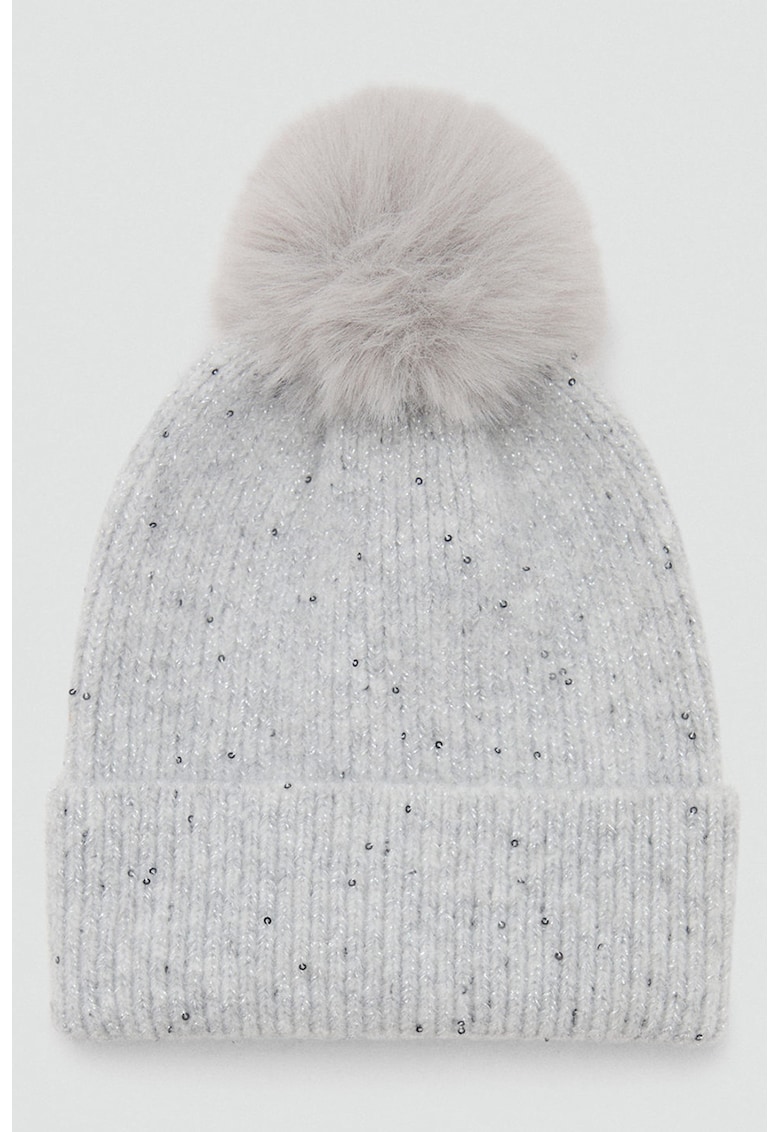 Oferte la Caciula din tricot cu ciucure - Gri deschis