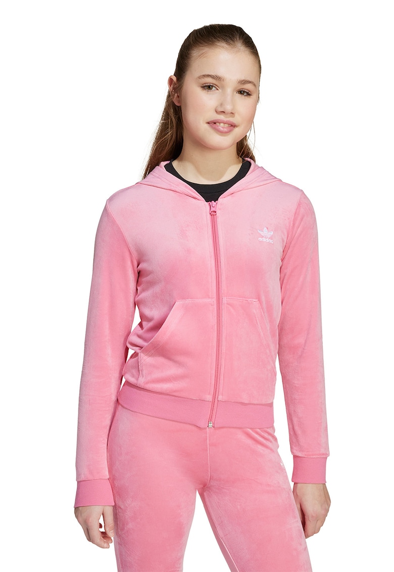 Oferte la Hanorac cu fermoar Velour - Roz pastel