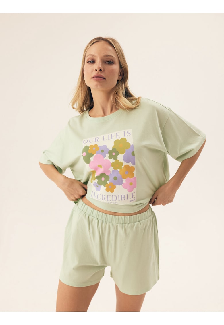Oferte la Pijama dama Flovers  Verde menta - Floral