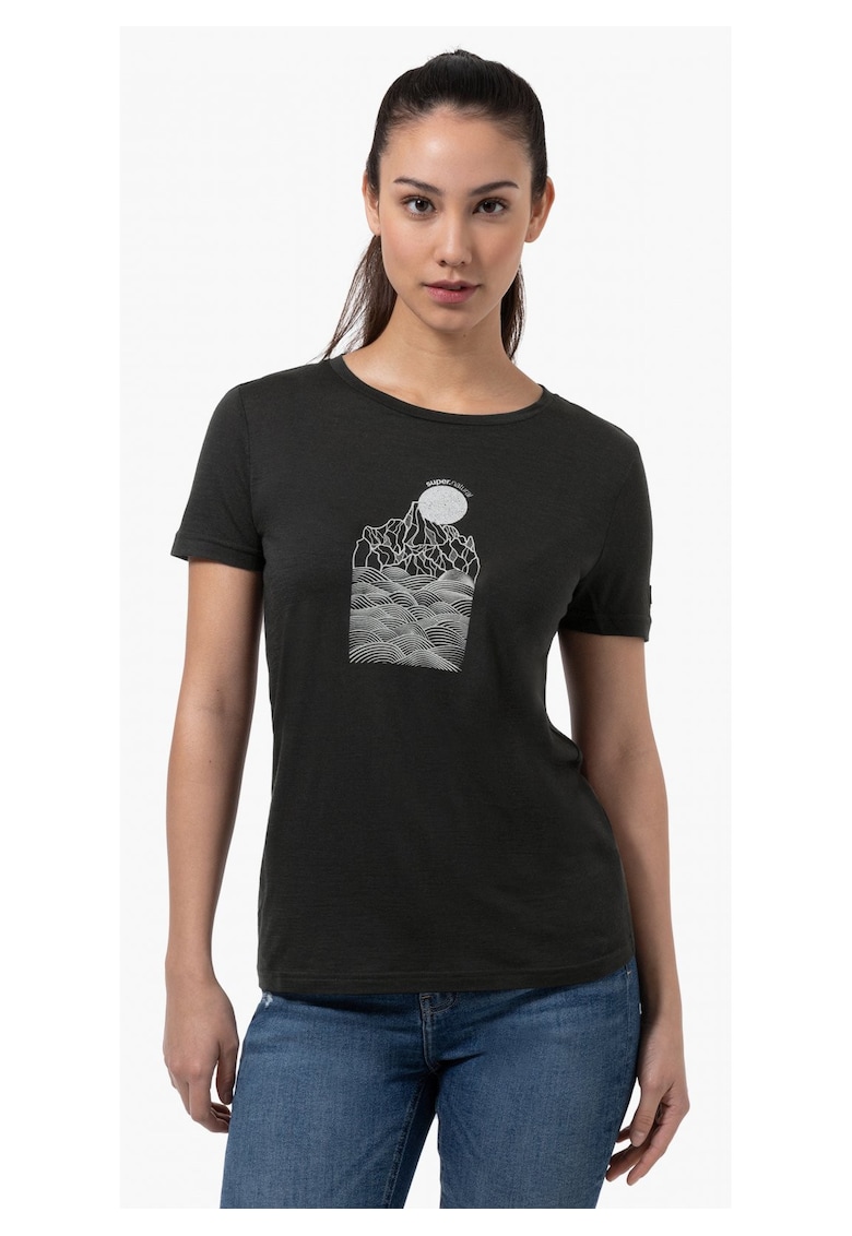 Oferte la Tricou din amestec de lana Preikestolen Cliffs - Negru