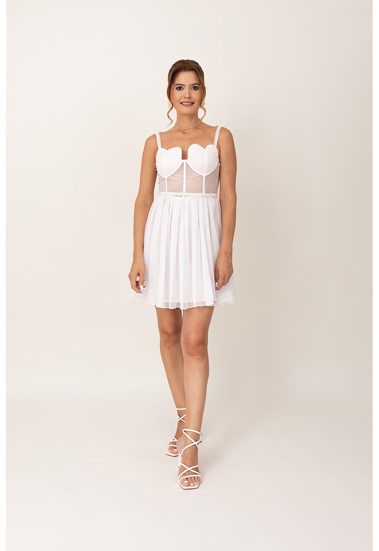 Oferte la Rochie evazata cu decolteu sweetheart - Alb/Transparent