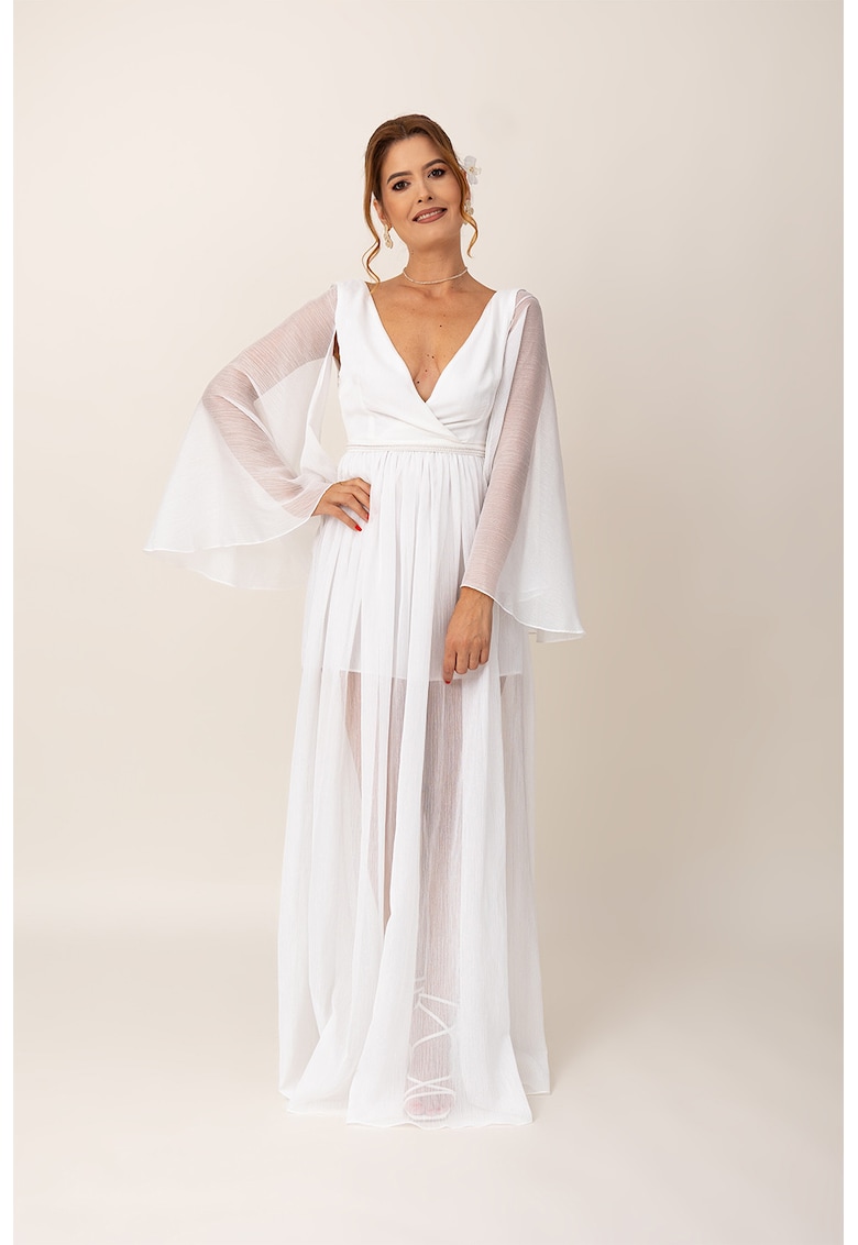 Oferte la Rochie maxi cu decolteu in V - Alb