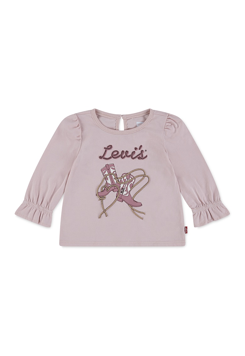 Oferte la Bluza din bumbac cu mansete cu insertii elastice - Lila pal