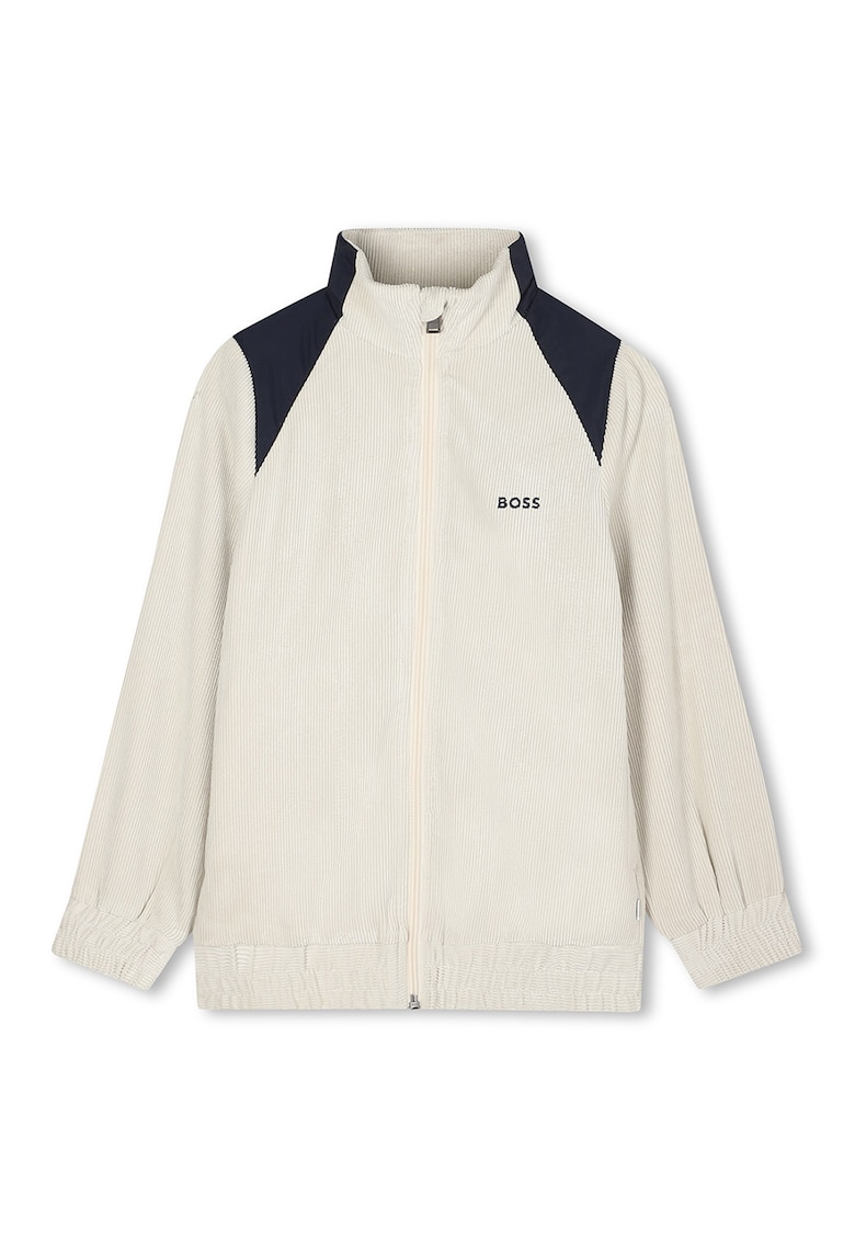 Oferte la Bluza de trening cu logo si fermoar - Crem
