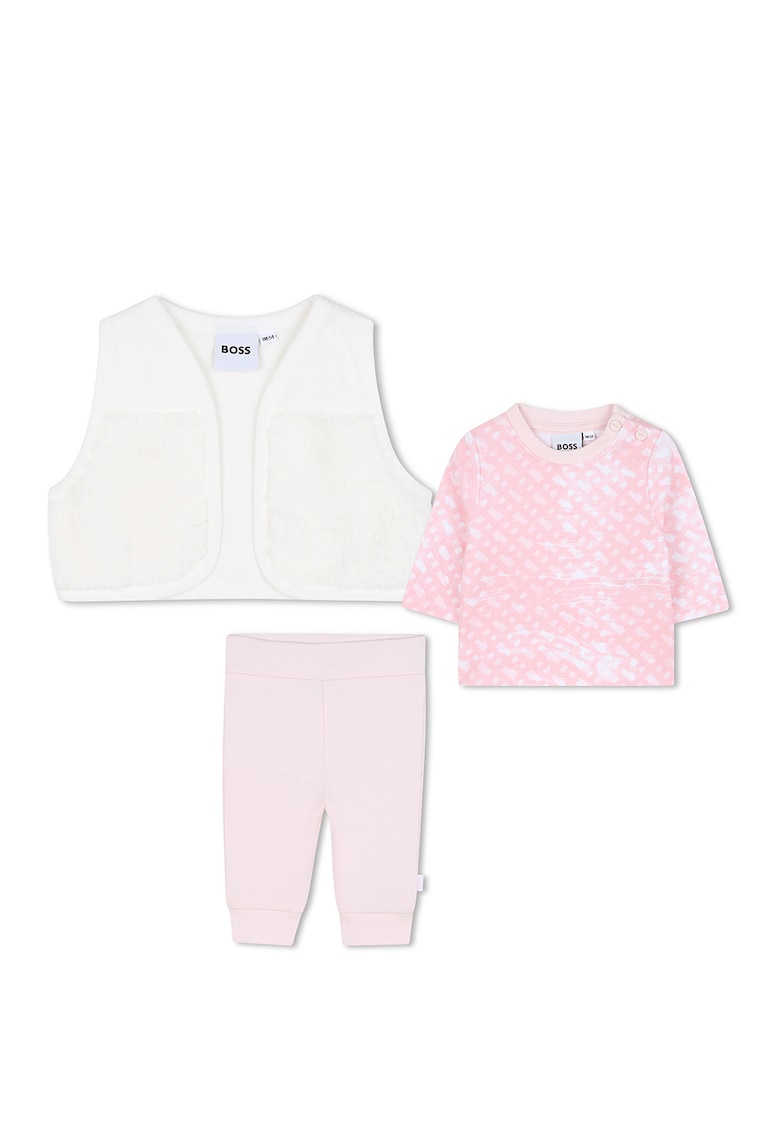 Oferte la Set de pantaloni - vesta si bluza de trening - 3 Piese - Roz deschis/Alb murdar