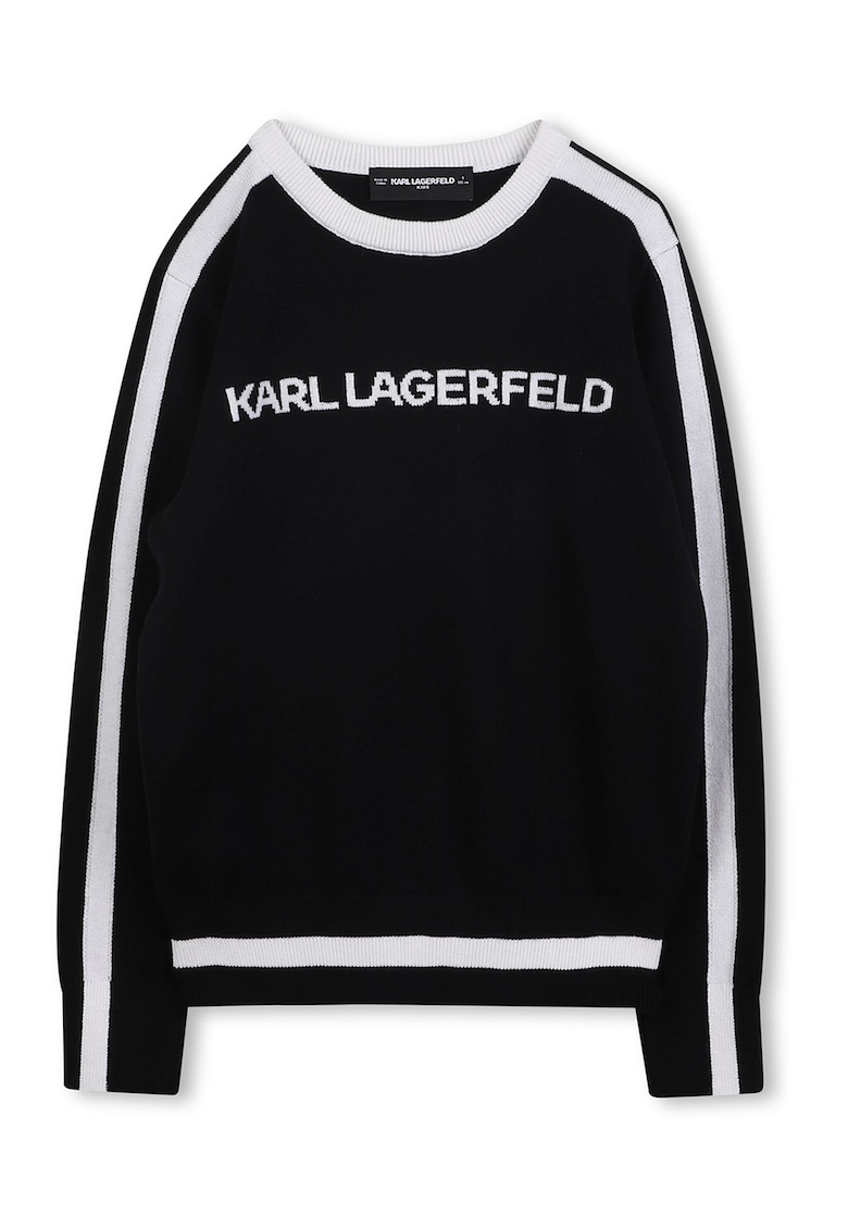 Oferte la Pulover cu decolteu la baza gatului si model logo - Negru/Alb murdar