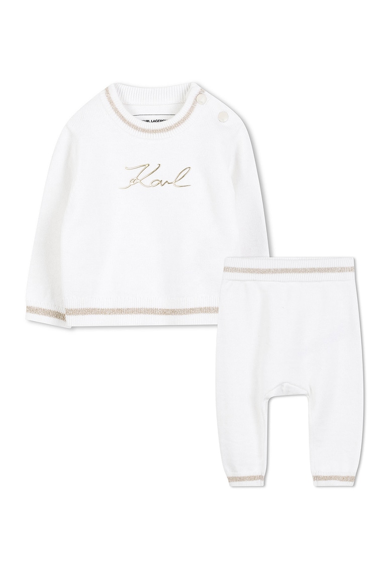 Oferte la Set de bluza de trening si pantaloni din bumbac si casmir - Auriu/Alb murdar