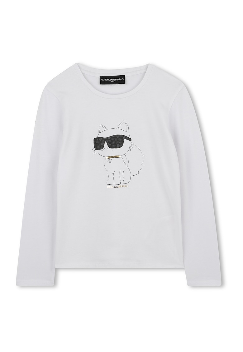Oferte la Bluza din amestec de bumbac cu imprimeu logo - Auriu/Gri deschis