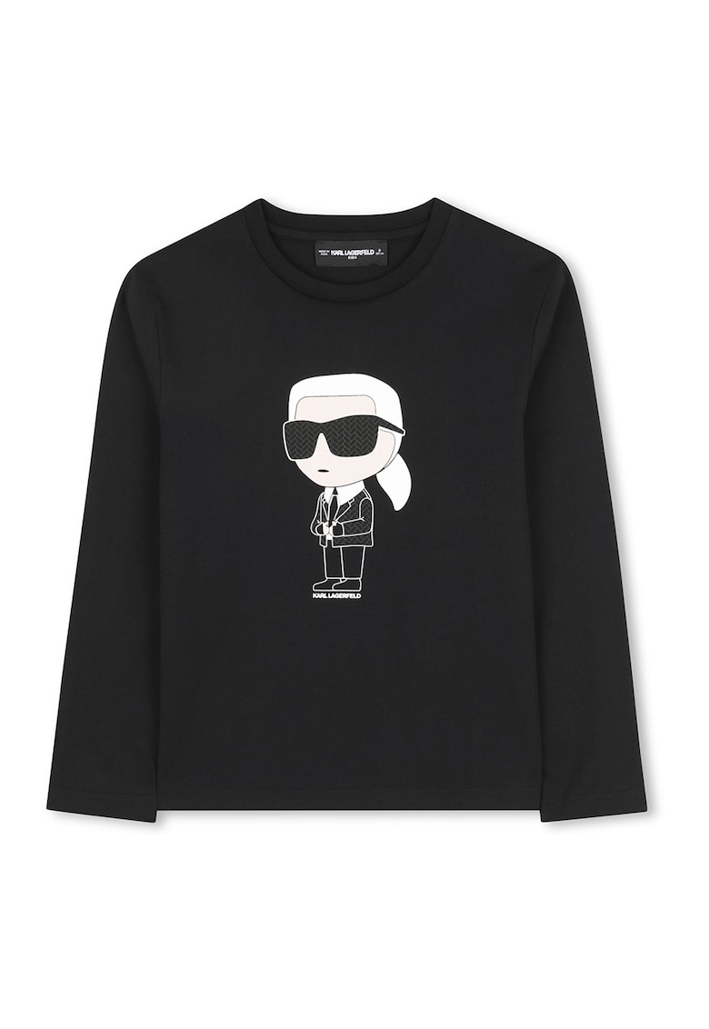 Oferte la Bluza cu decolteu la baza gatului si imprimeu logo - Alb/Negru stins