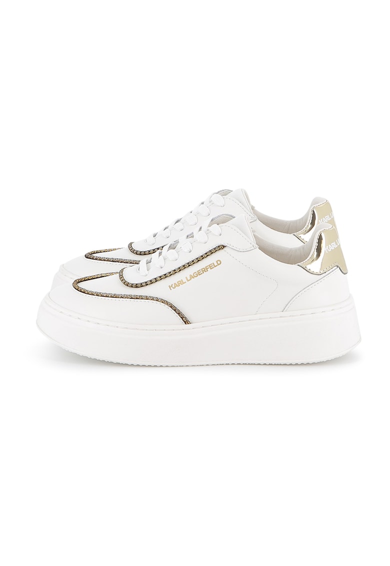 Oferte la Pantofi sport din piele cu aplicatii cu strasuri - Alb/Auriu