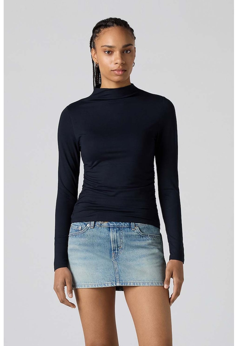 Oferte la Bluza slim fit uni cu guler inalt - Albastru ultramarin