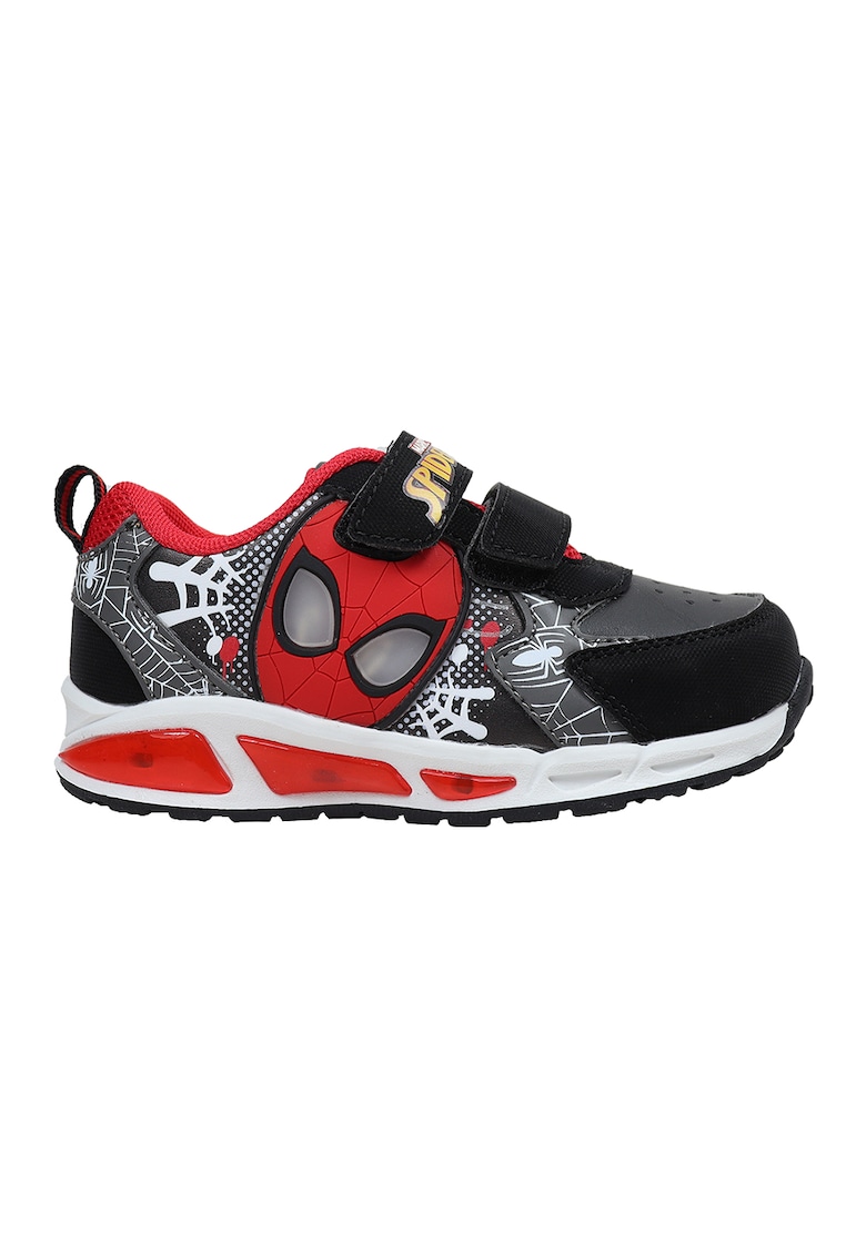Oferte la Pantofi sport cu velcro si imprimeu Spiderman - Negru/Rosu vermillion