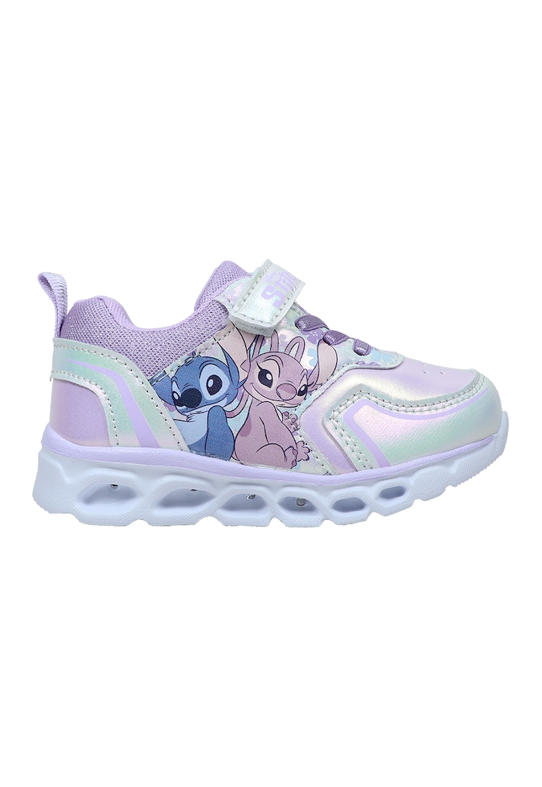 Oferte la Pantofi sport cu velcro si LED-uri Lilo&Stitch - Lila/Argintiu