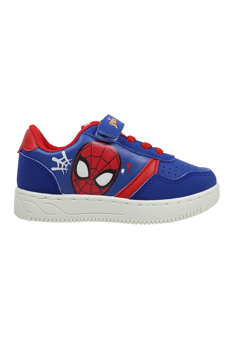 Oferte la Pantofi sport cu velcro si imprimeu Spiderman - Albastru royal/Rosu vermillion