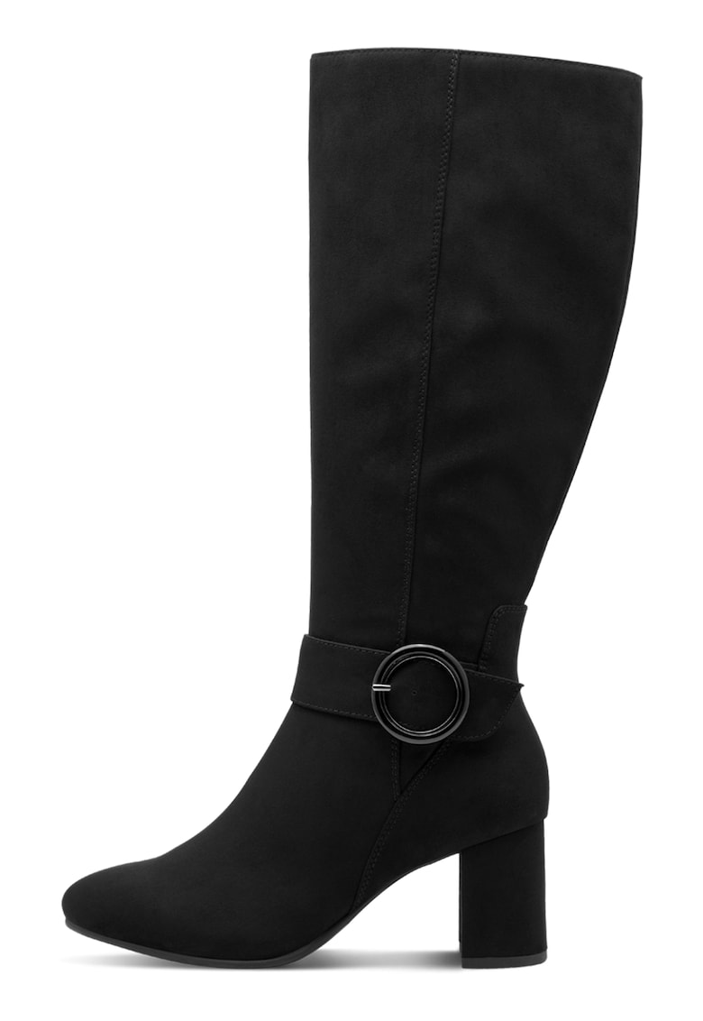 Oferte la Cizme de piele intoarsa sintetica cu catarama - Negru