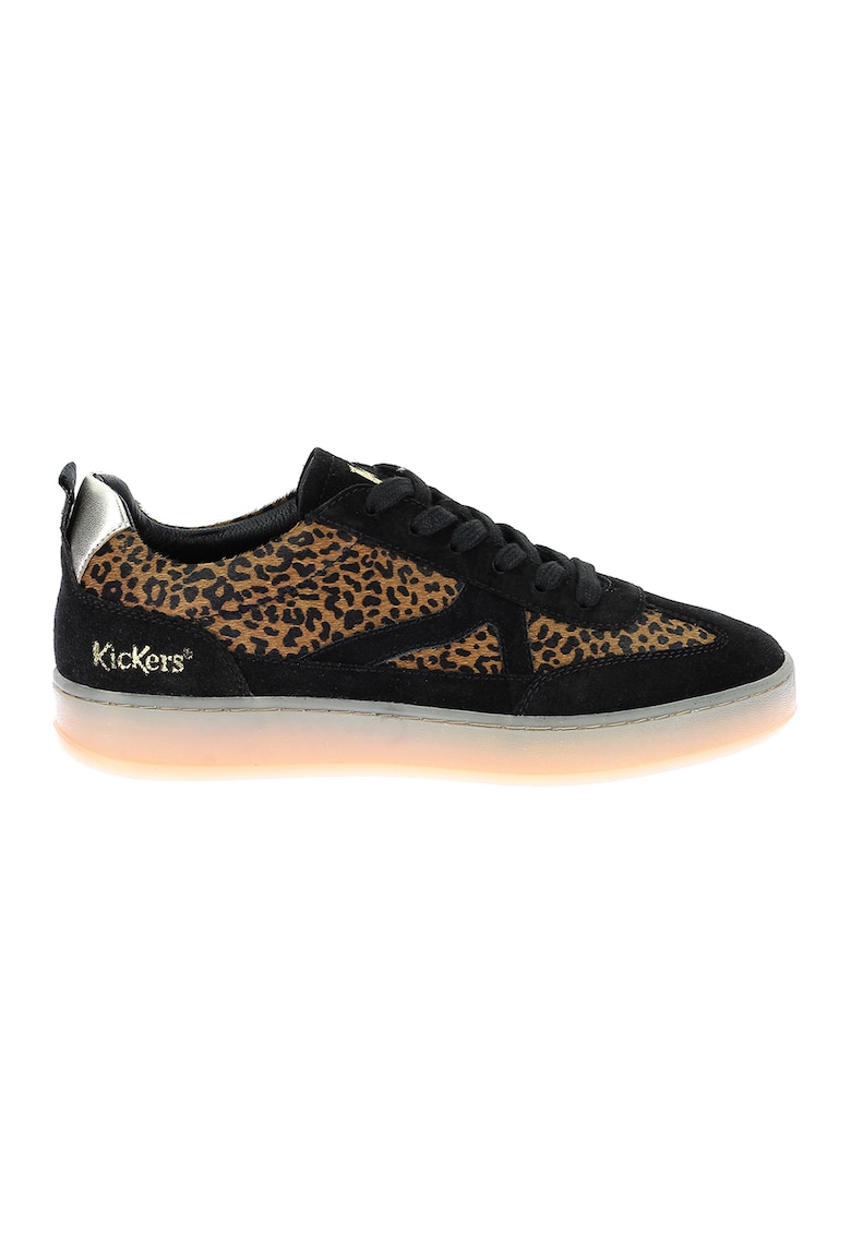 Oferte la Pantofi sport de piele cu animal print - Negru/Maro
