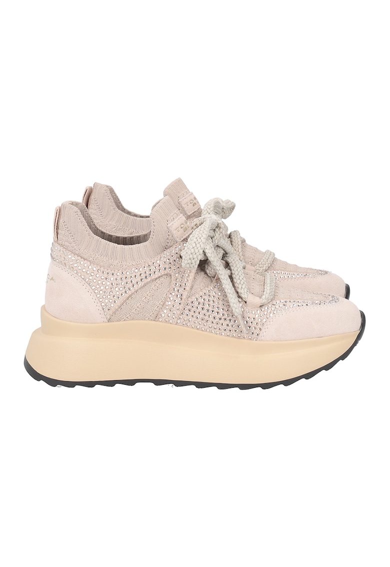 Oferte la Pantofi sport slip-on cu strasuri - Bej deschis