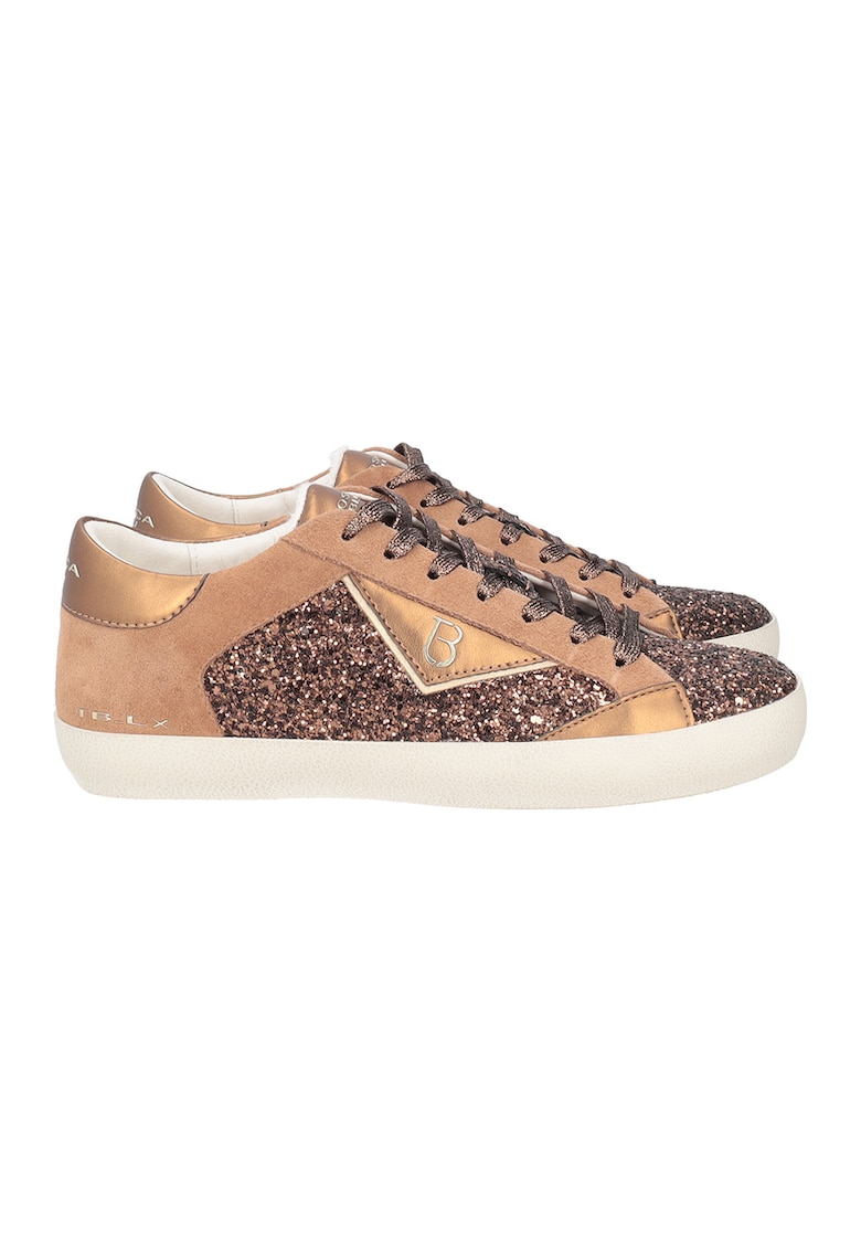 Oferte la Pantofi sport cu segmente stralucitoare - Maro inchis/Caramel
