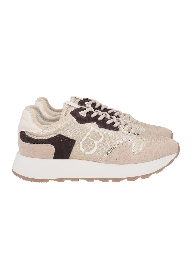 Oferte la Pantofi sport cu segmente din piele intoarsa - Maro inchis/Bej deschis