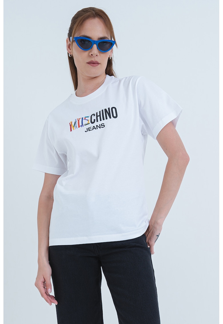 Oferte la Tricou din bumbac cu logo - Negru/Alb optic