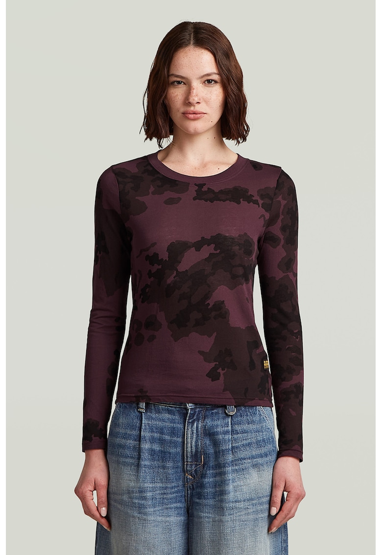 Oferte la Bluza slim fit din bumbac organic - Visiniu