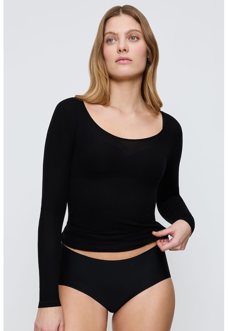 Oferte la Bluza de pijama din amestec de lyocell cu decolteu rotund - Negru