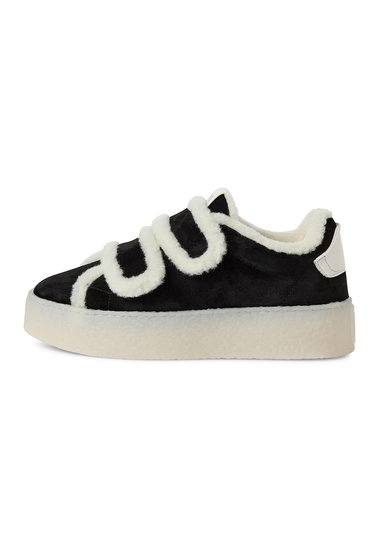 Oferte la Pantofi sport din piele intoarsa cu garnituri din lana si velcro - Negru/Alb murdar