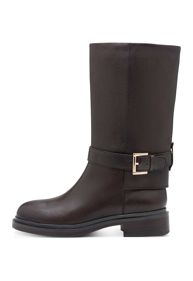 Oferte la Cizme mid-calf din piele - Maro inchis