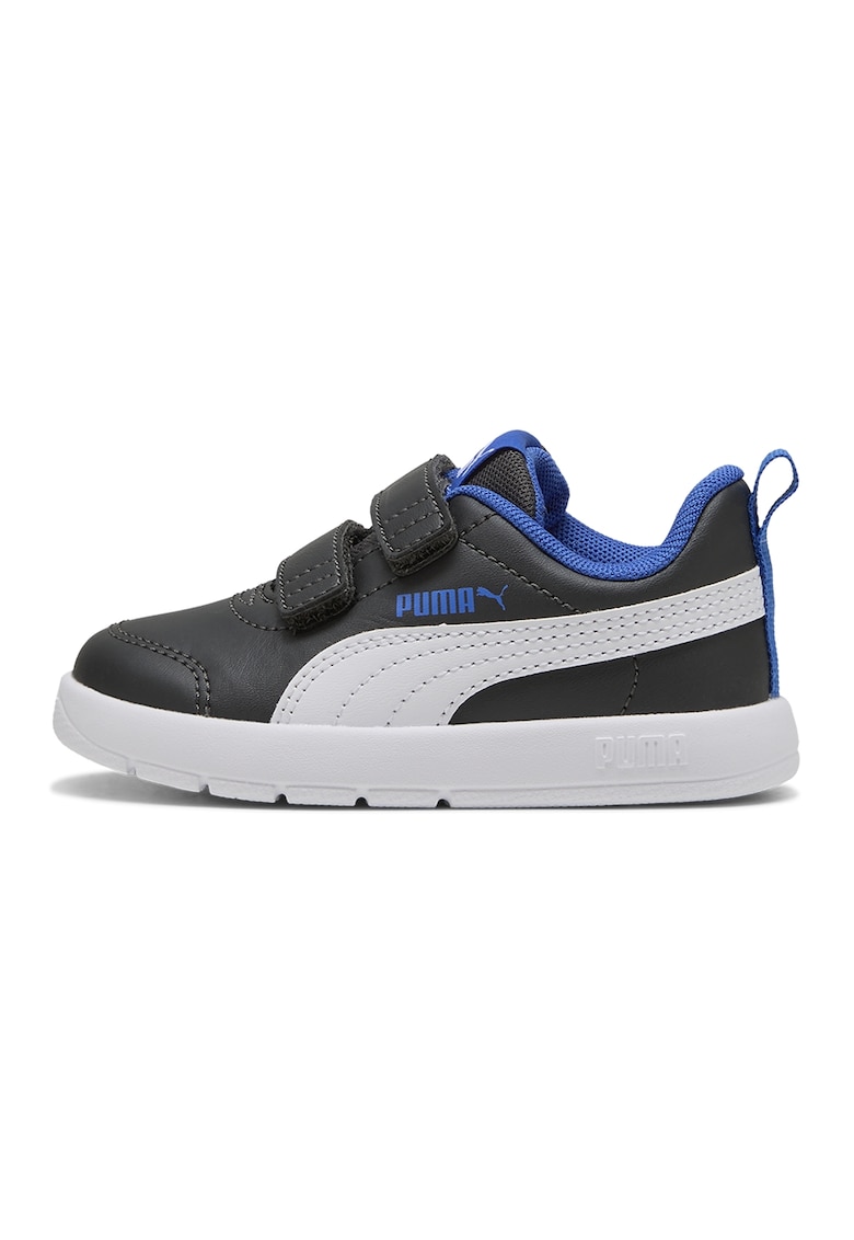 Oferte la Pantofi sport Courtflex V3 din piele ecologica cu velcro - Alb/Negru/Albastru royal