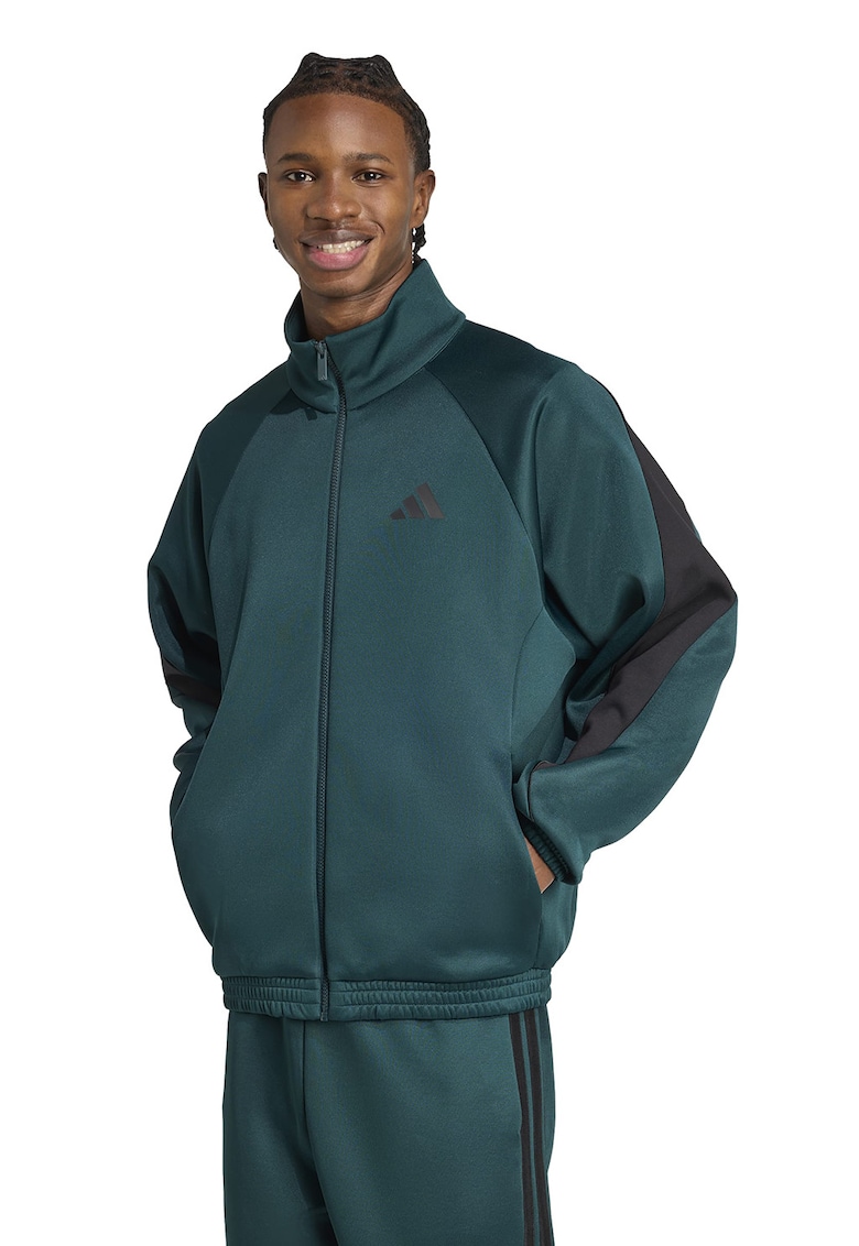 Oferte la Bluza de trening cu fermoar si guler rigid Stadium - Negru/Verde englez