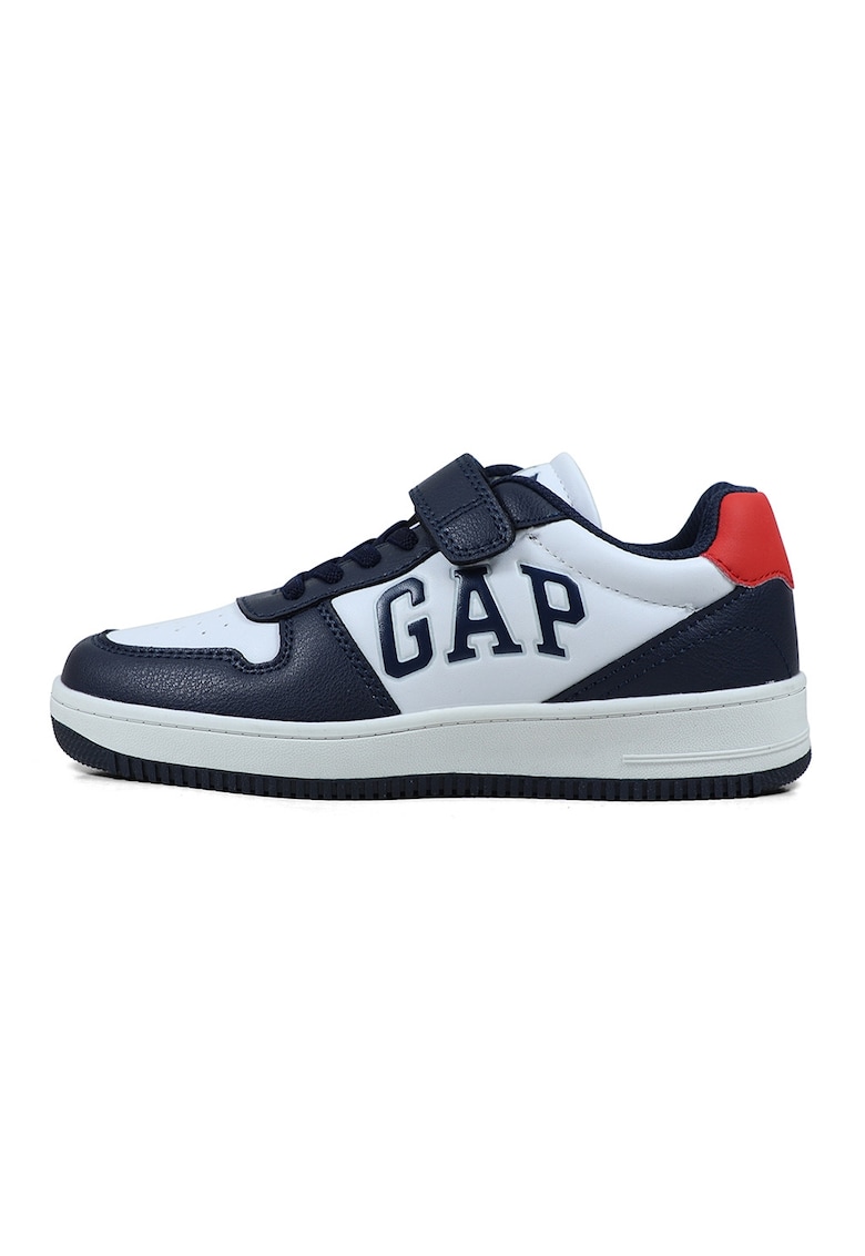 Oferte la Pantofi sport de piele ecologica cu velcro - Rosu/Bleumarin